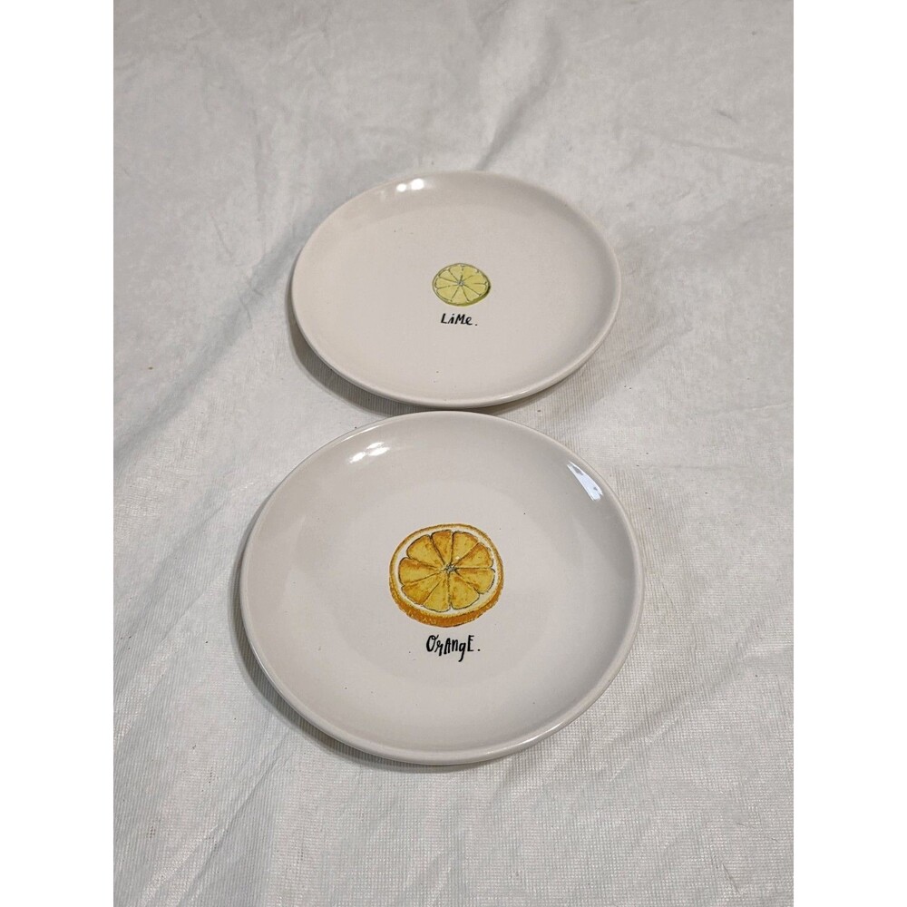 Two Rae Dunn Artisan Collection by Magenta Fruit Plates 6"